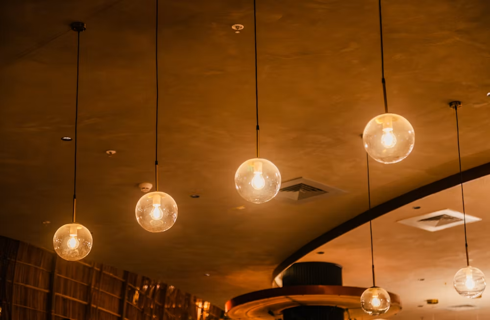 Interior lighting inside a room.