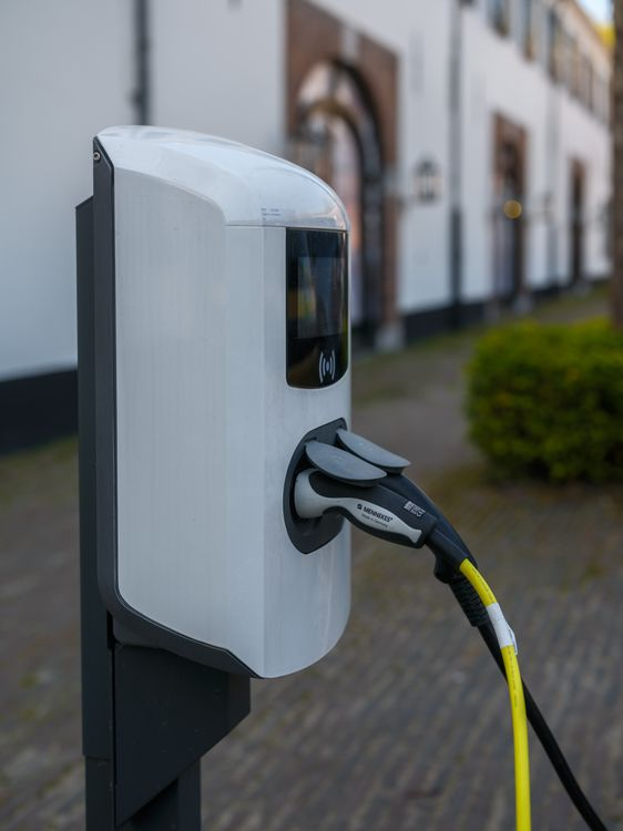 A charging station outside a home.